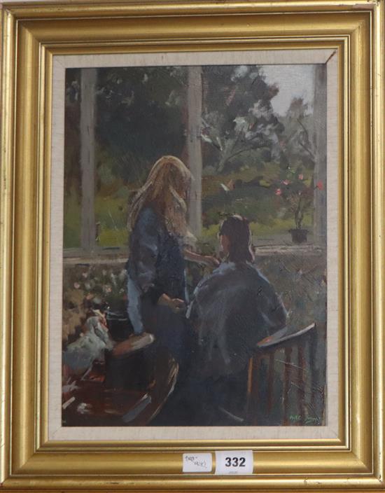 N.A.R. Young, oil on board, Home Hair Care, signed, 39 x 29cm